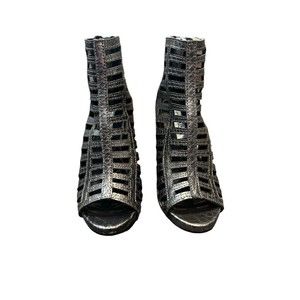 Steve Madden Alexxia BackZip Gladiator Bootie cut outs peep toe Women's Size 6.5